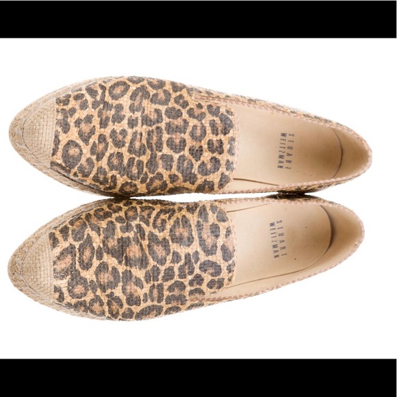 Stuart Weitzman leopard print espadrille flats - Picture 1 of 5